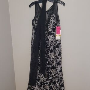 NWT Two Tone Beaded Evening Gown and Scarf